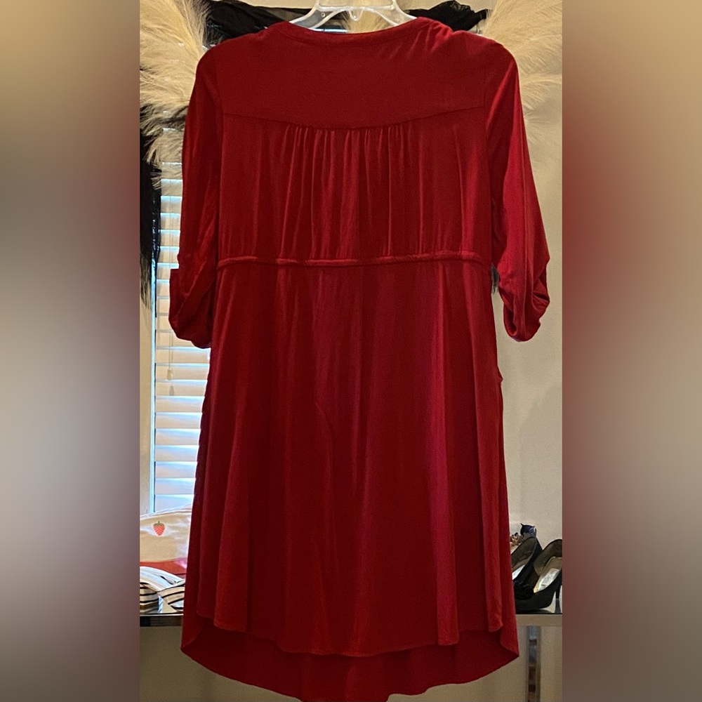 Torrid Burgundy Zip-Front Drawstring Midi Dress - Picture 3 of 4